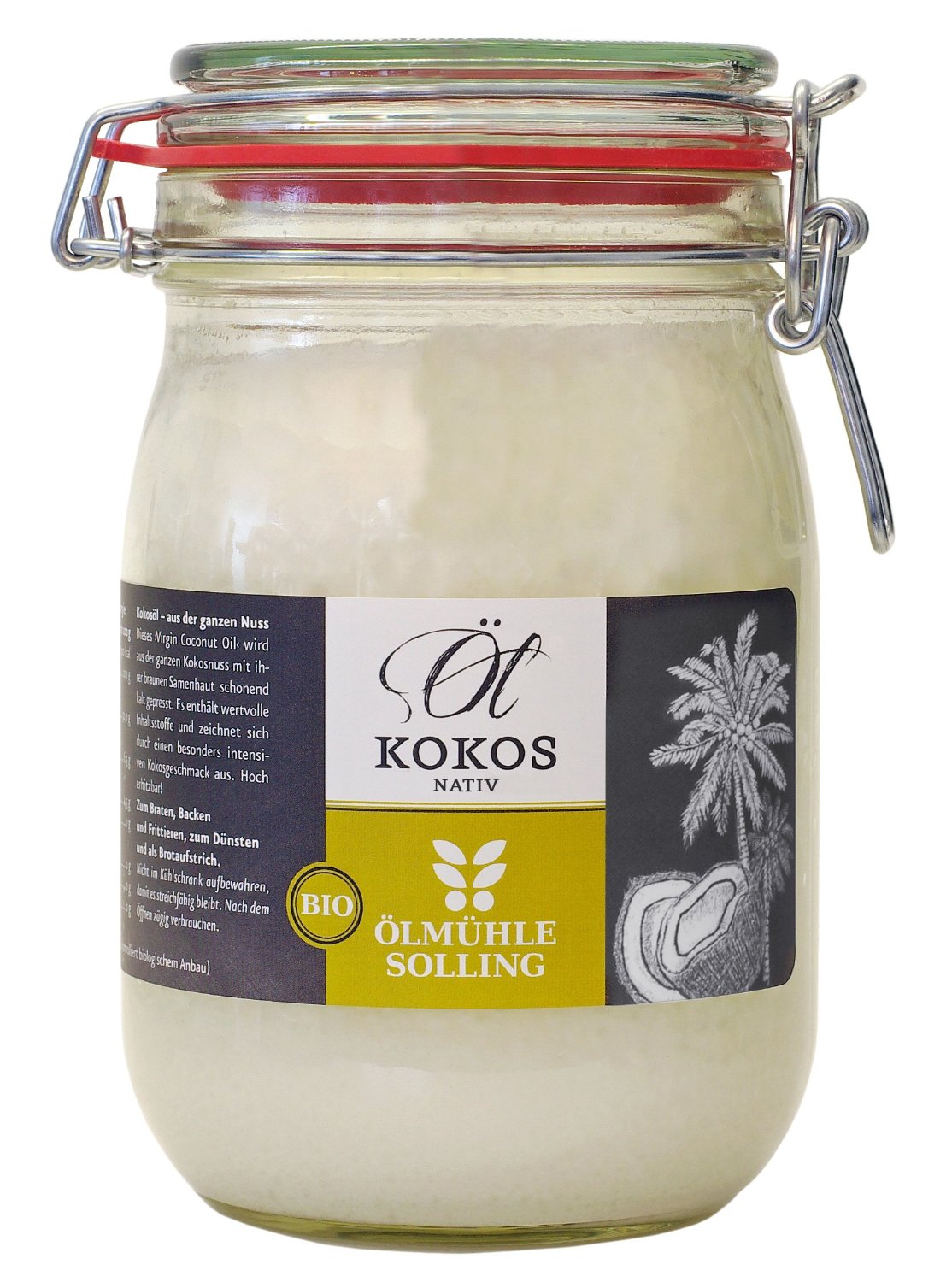 Ölmühle Solling Bio Kokosöl Coconut Oil 1000ml Glas