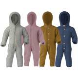 Engel Natur  Baby / Kleinkind Overall aus 100% Wolle mit Kapuze und Knöpfen, mit Umschlägen