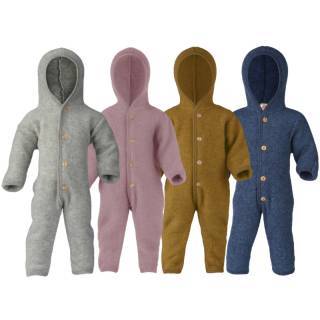 Engel Natur  Baby / Kleinkind Overall aus 100% Wolle mit Kapuze und Knöpfen, mit Umschlägen