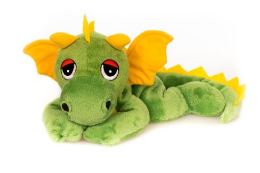 Habibi Plush Glücksdrache grün mit Hirsekörnerfüllung, Wärmestofftier zum Erwärmen in der Mikrowelle/Backofen