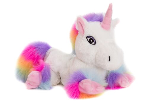 Habibi Plush Premium –1943 Einhorn „White Rainbow“ mit herausnehmbarem Körnerkissen - Wärmestofftier/Wärmekissen zum Erwärmen in der Mikrowelle/Backofen