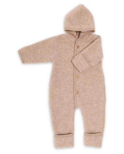 Engel Natur  Baby Kleinkind Overall aus 100% Wolle mit Kapuze und Knöpfen, mit Umschlägen – Bild 5