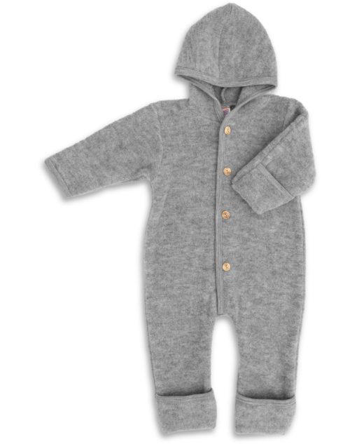 Engel Natur  Baby Kleinkind Overall aus 100% Wolle mit Kapuze und Knöpfen, mit Umschlägen – Bild 6
