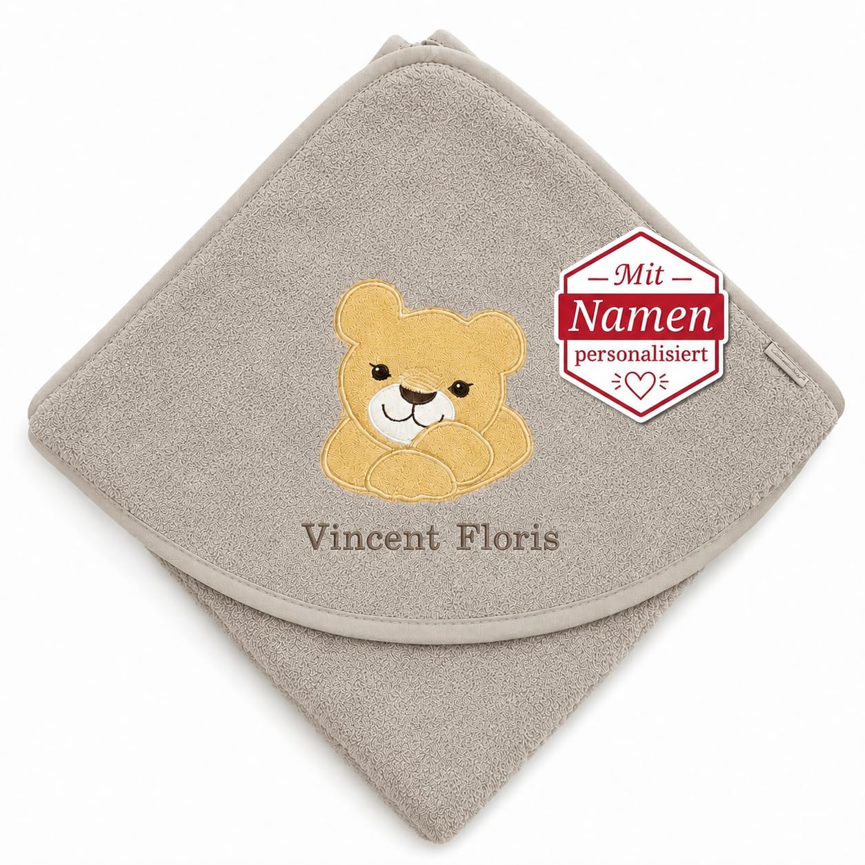 Sterntaler Kapuzenbadetuch Löwe grau 80x80cm – Bild 3