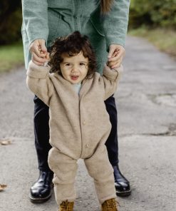 Engel Natur  Baby Kleinkind Overall aus 100% Wolle mit Kapuze und Knöpfen, mit Umschlägen