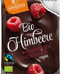 Landgarten Bio Himbeere in Zartbitter-Schokolade 50g - Schoko Naschfrüchte