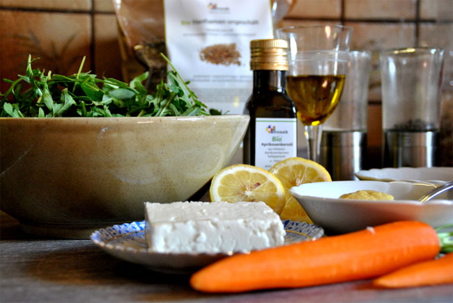Rezept für Rucolasalat mit Aprikosenkernöl