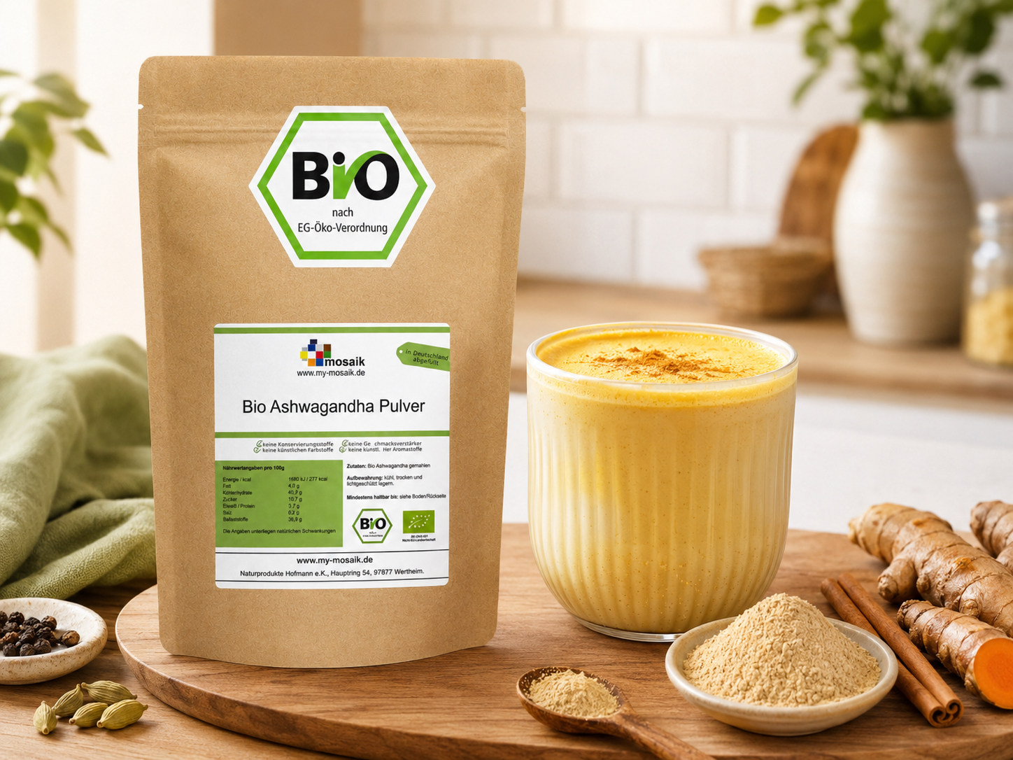 my-mosaik Bio Ashwagandha Pulver aus Indien 500g – Bild 4