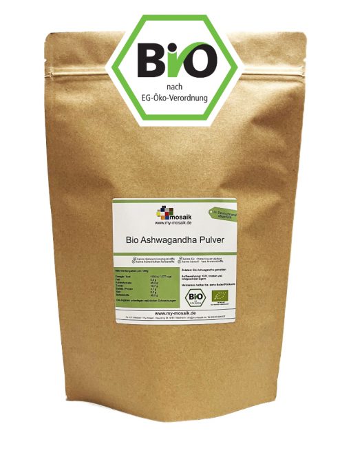 my-mosaik Bio Ashwagandha Pulver aus Indien 1000g