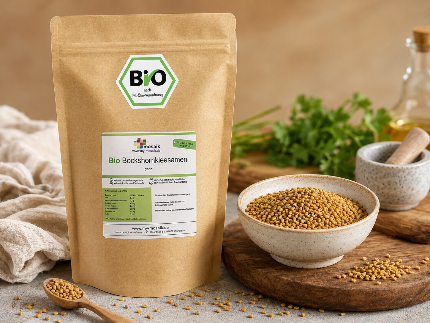 Bio Bockshornklee Samen ganz - Bockshorn-Tee 1000g – Bild 4