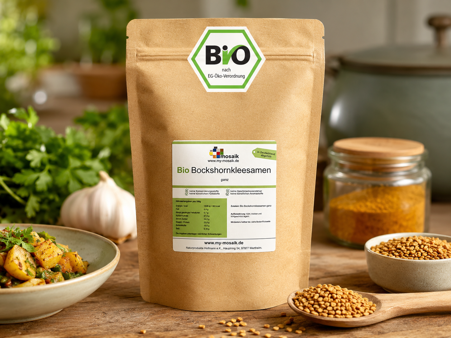 Bio Bockshornklee Samen ganz - Bockshorn-Tee 1000g – Bild 2