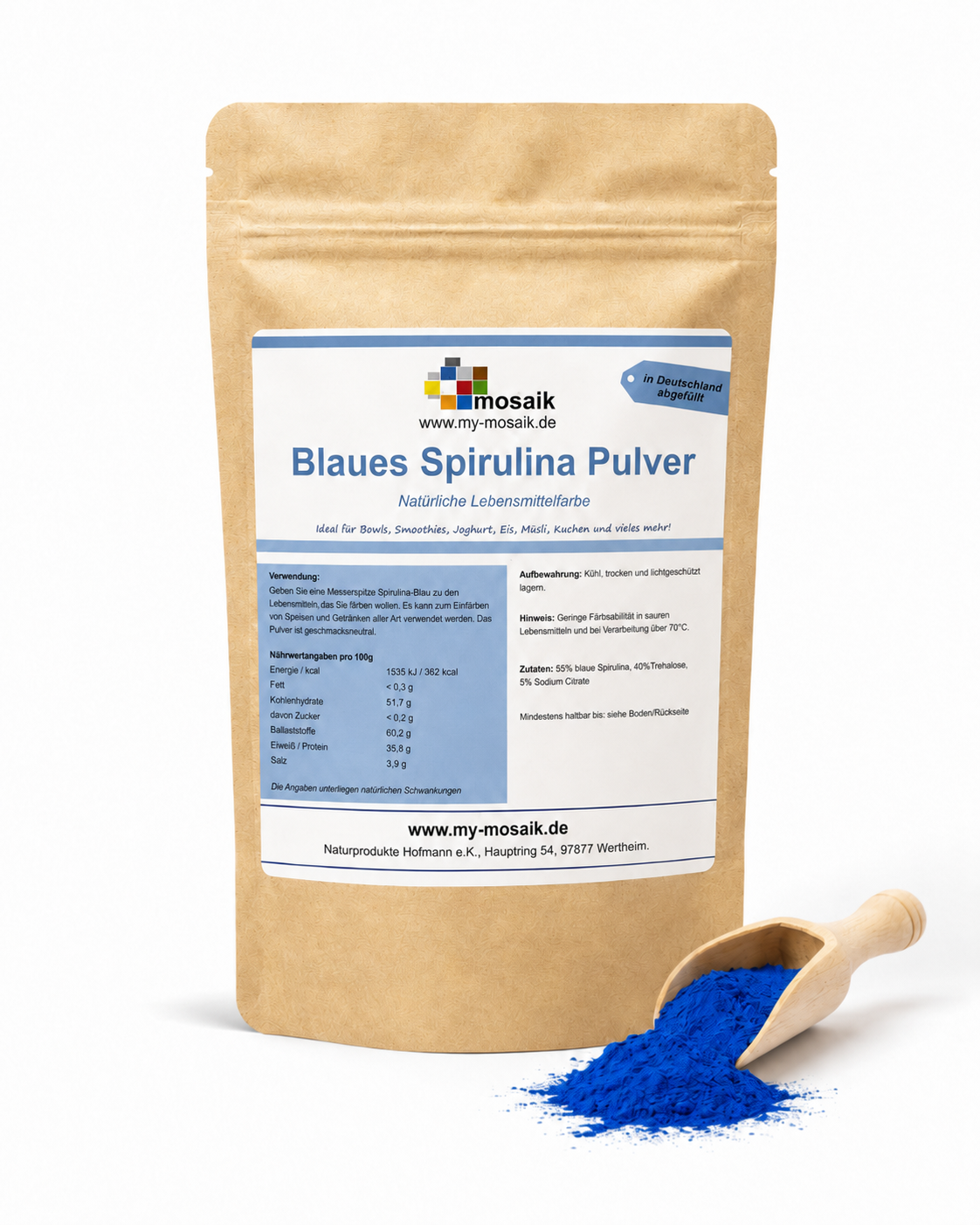 Blaues Spirulina Pulver 10g - Natürlicher Farbstoff - Mikroalge - Blue Spirulina - Phycocyanin - natürliche Lebensmittelfarbe - vegan