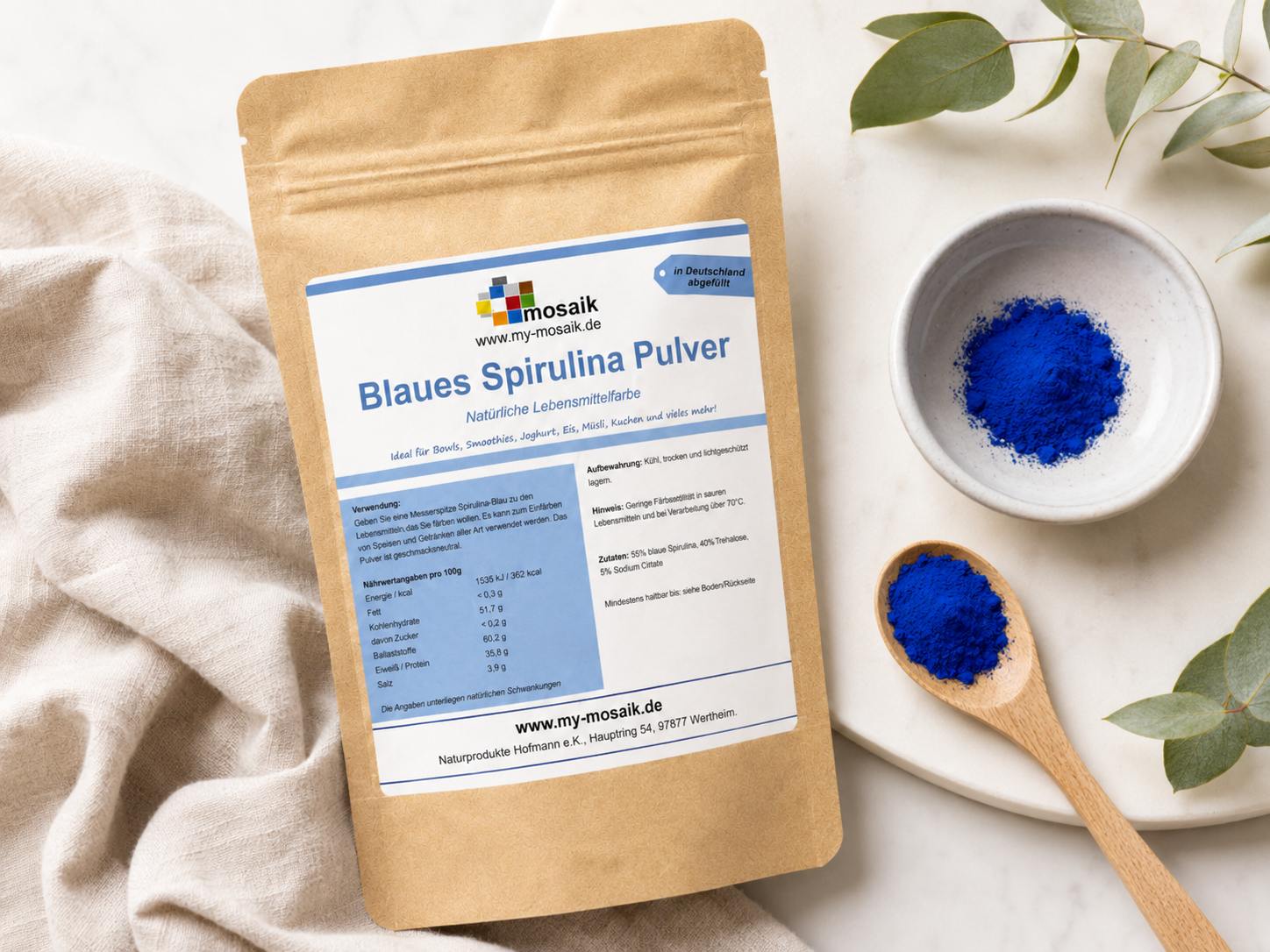 Blaues Spirulina Pulver 10g - Natürlicher Farbstoff - Mikroalge - Blue Spirulina - Phycocyanin - natürliche Lebensmittelfarbe - vegan – Bild 2