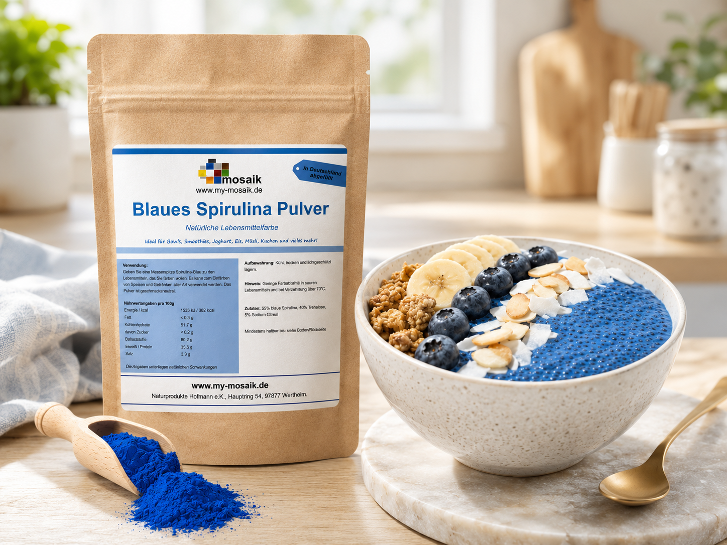 Blaues Spirulina Pulver 10g - Natürlicher Farbstoff - Mikroalge - Blue Spirulina - Phycocyanin - natürliche Lebensmittelfarbe - vegan – Bild 3
