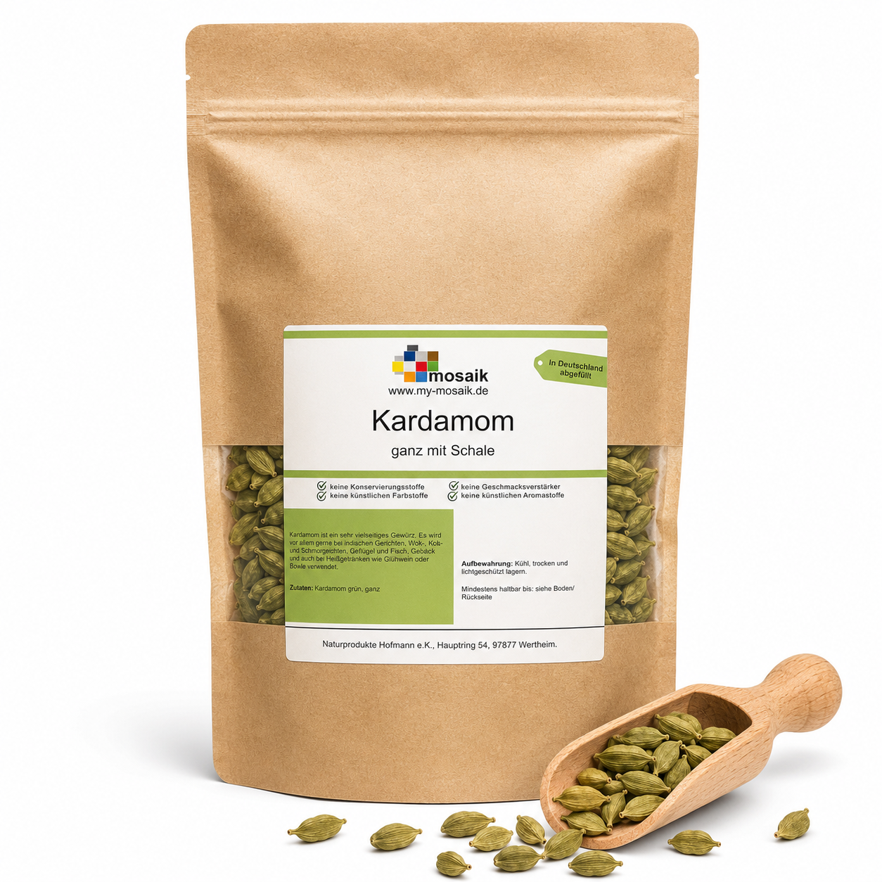 my-mosaik Kardamom ganz mit Schale 450g