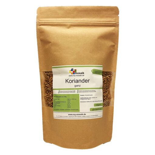 Koriander ganz 100% naturrein, ohne Zusätze von my-mosaik 500g