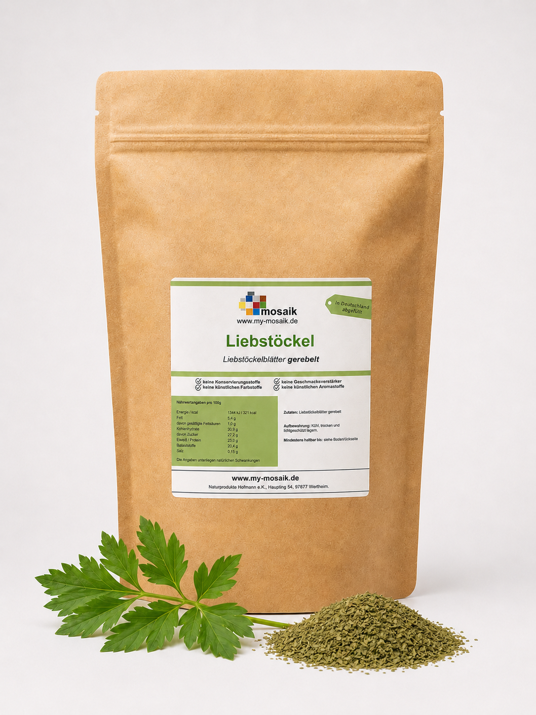 Liebstöckel 250g geschnitten und schonend getrocknet, gerebelt - Maggikraut - 100% rein und naturbelassen von my-mosaik