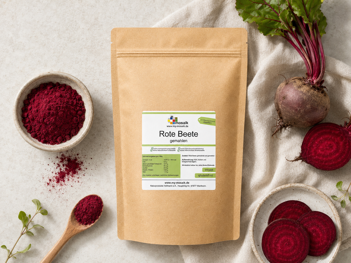 Rote Beete Pulver 100% natürlich von my mosaik 500g – Bild 2